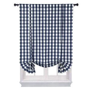 Haperlare 42"W x 63"L Tie Up Curtains Kitchen Buffalo Check Adjustable Tie Up